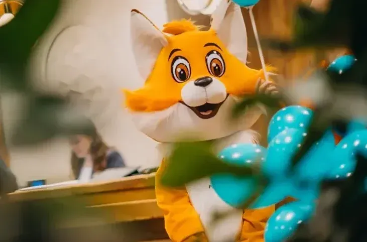 Mascot and colorful kids area in the hotel